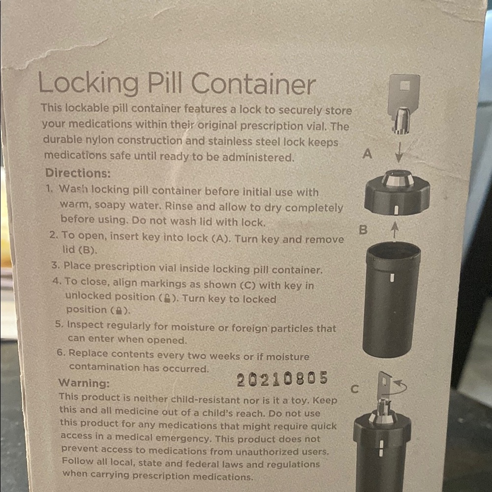 Equate Locking Pill Container - Black - Picture 2 of 2